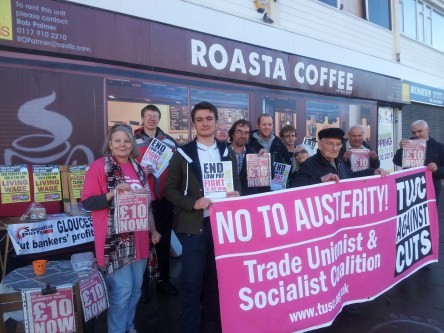 Activists at the Anti-austerity cafe